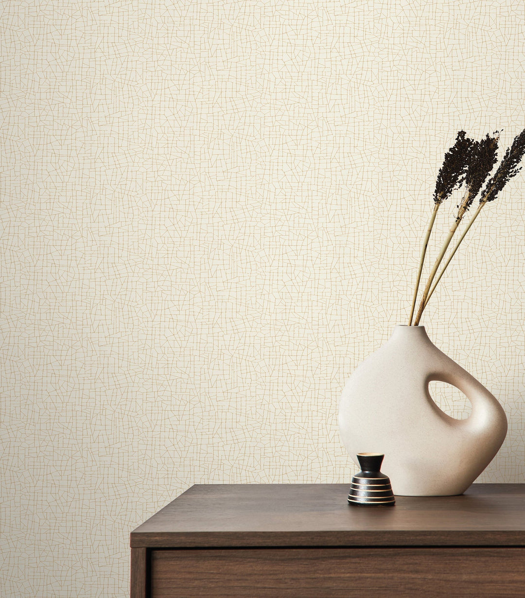 Cary Ivory Faux Grasscloth Wallpaper by Warner Designer