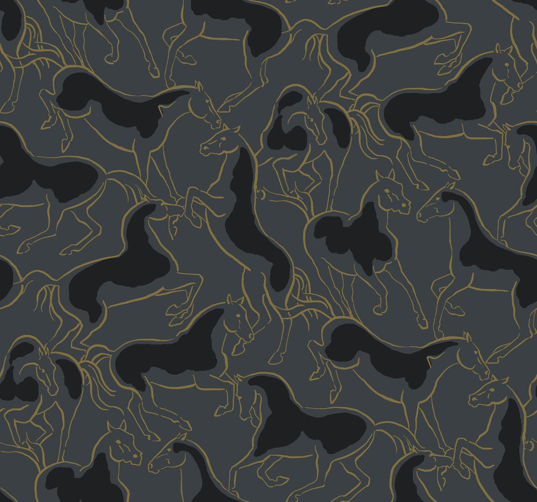 Dressage Gold Stallions Wallpaper by Ronald Redding Designer