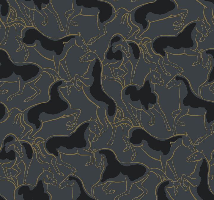 Dressage Gold Stallions Wallpaper by Ronald Redding Designer