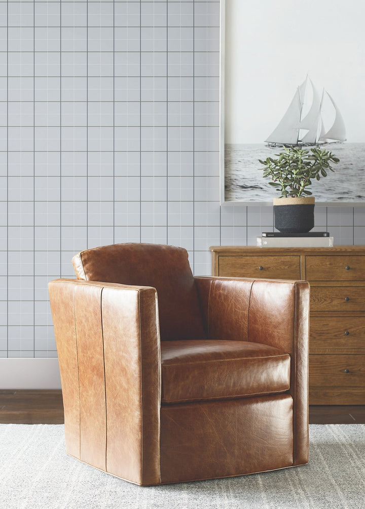 Tattersall Blue Plaid Wallpaper by Ronald Redding Designer