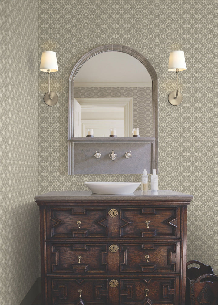 Radcliffe Taupe Diamond Motif Wallpaper by Ronald Redding Designer