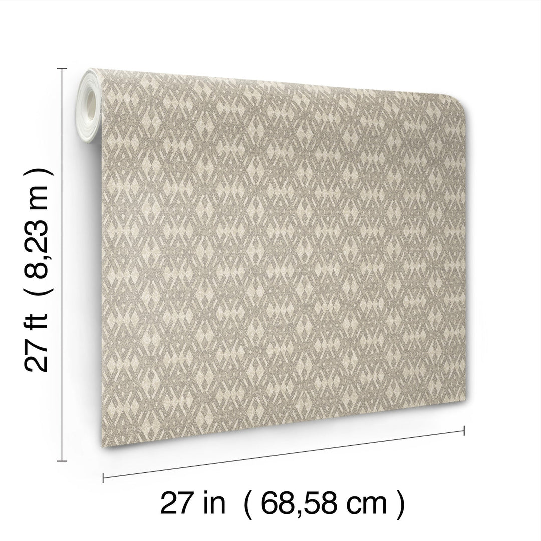 Radcliffe Taupe Diamond Motif Wallpaper by Ronald Redding Designer
