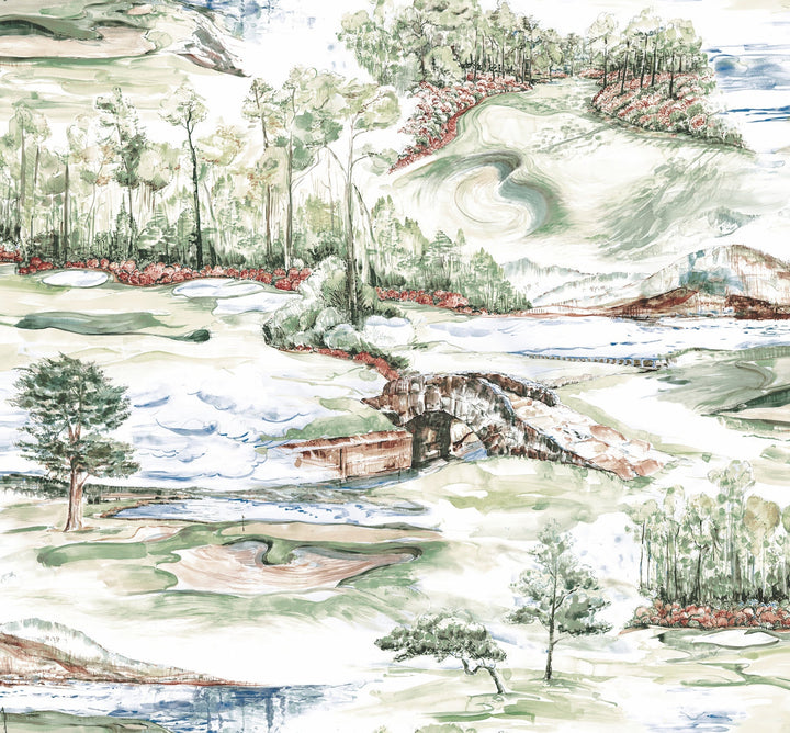 Hole In One Multicolor Scenic Wallpaper by Ronald Redding Designer