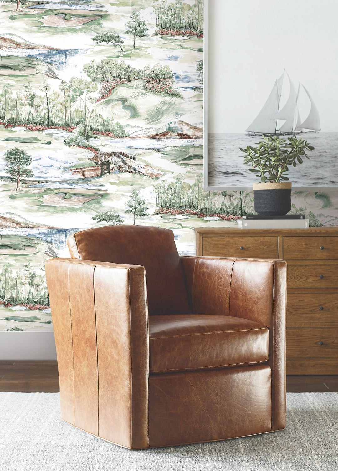 Hole In One Multicolor Scenic Wallpaper by Ronald Redding Designer