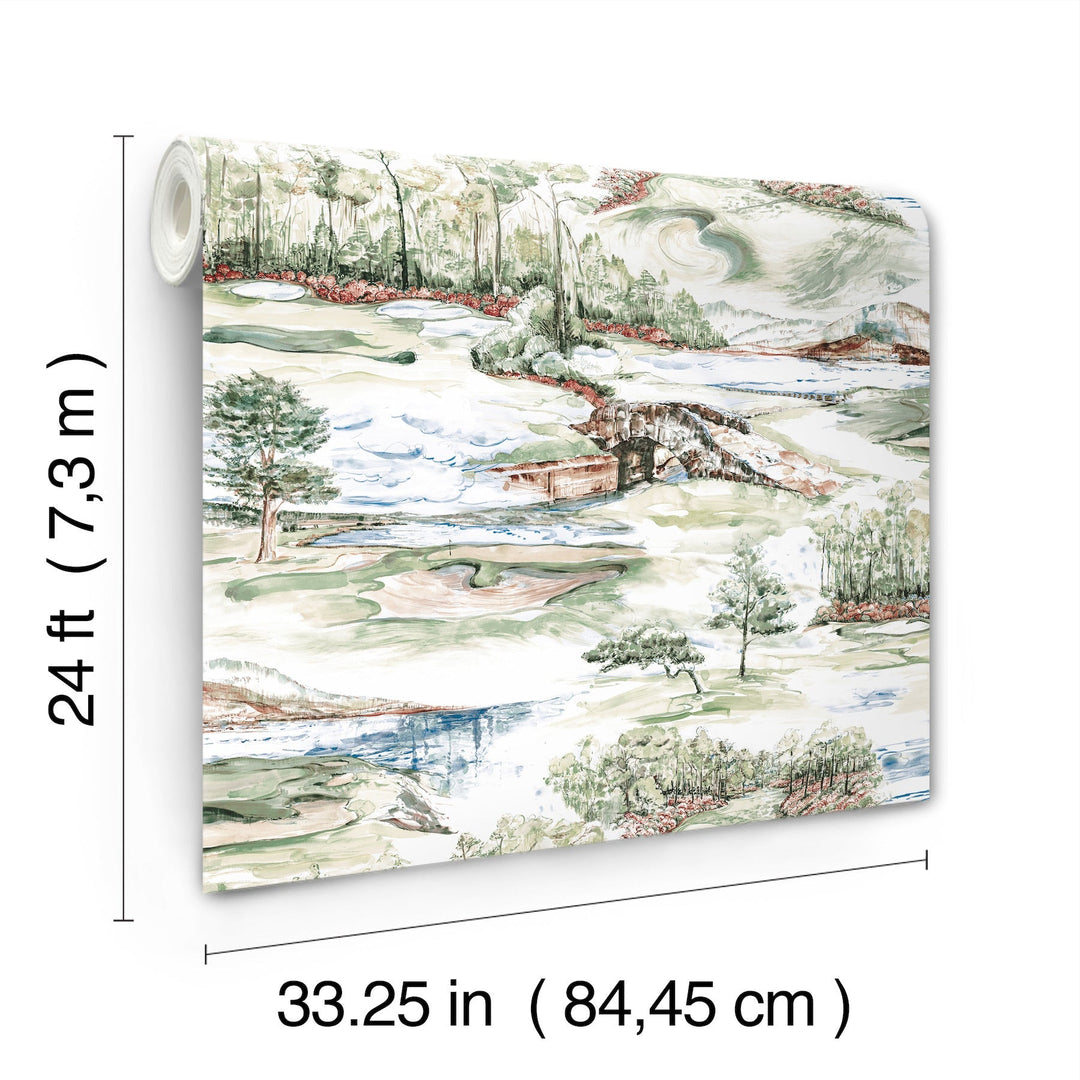 Hole In One Multicolor Scenic Wallpaper by Ronald Redding Designer