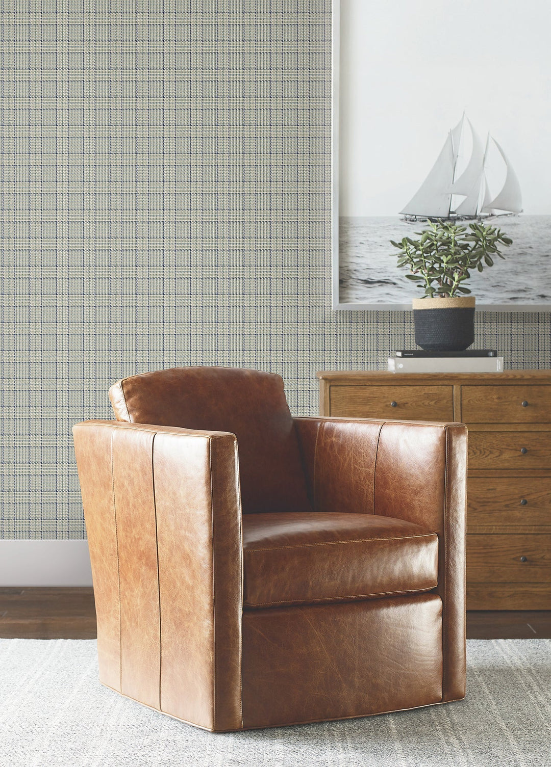 Harrington Plaid Green Glen Check Wallpaper by Ronald Redding Designer