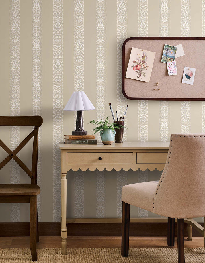 Estee Stripe Linen Wallpaper by Rifle Paper Co. Designer