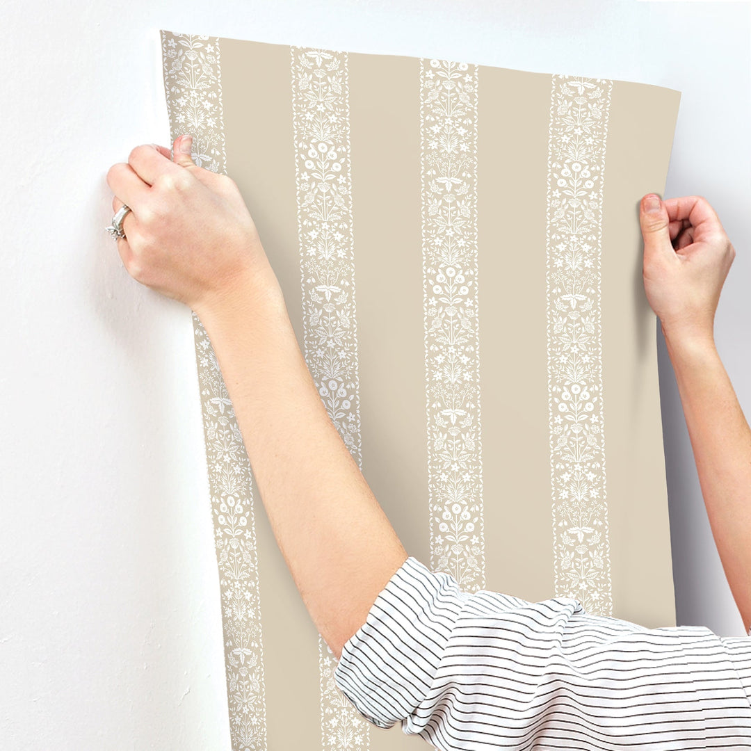 Estee Stripe Linen Wallpaper by Rifle Paper Co. Designer