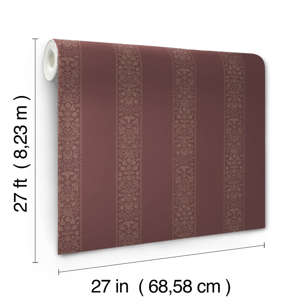 Estee Stripe Burgundy Wallpaper by Rifle Paper Co. Designer