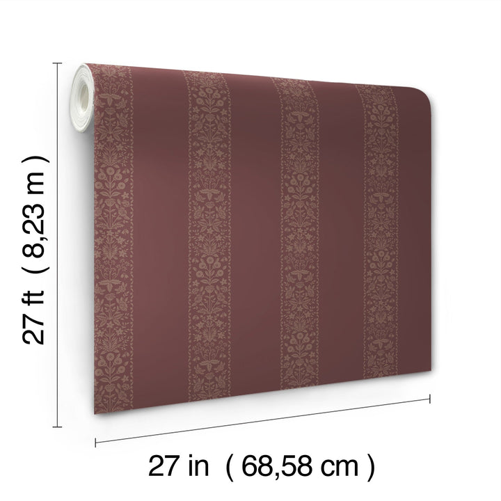 Estee Stripe Burgundy Wallpaper by Rifle Paper Co. Designer