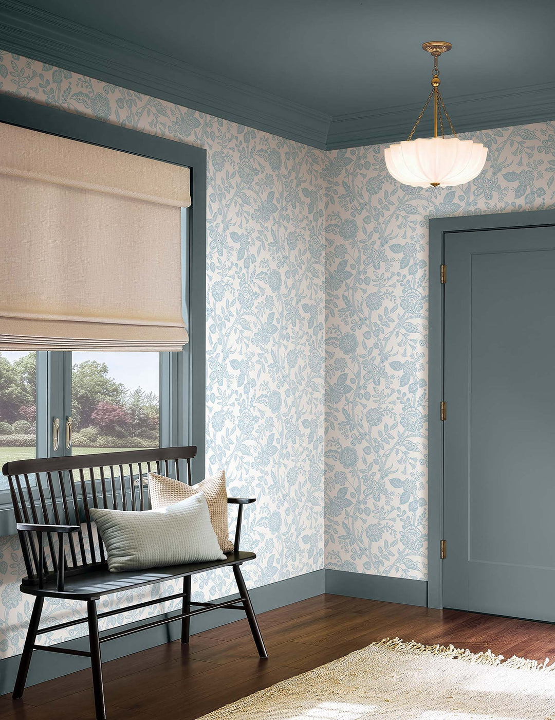 Gracie Garden Blue & White Wallpaper by Rifle Paper Co. Designer