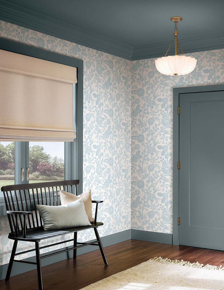 Gracie Garden Blue & White Wallpaper by Rifle Paper Co. Designer