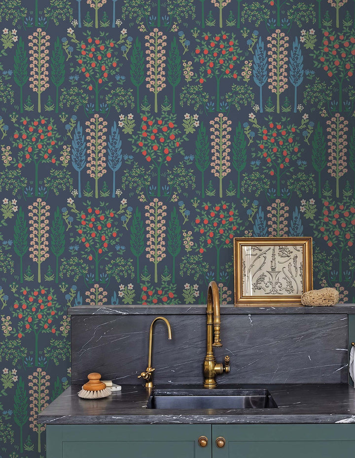 Fenna Navy Multi Wallpaper by Rifle Paper Co. Designer