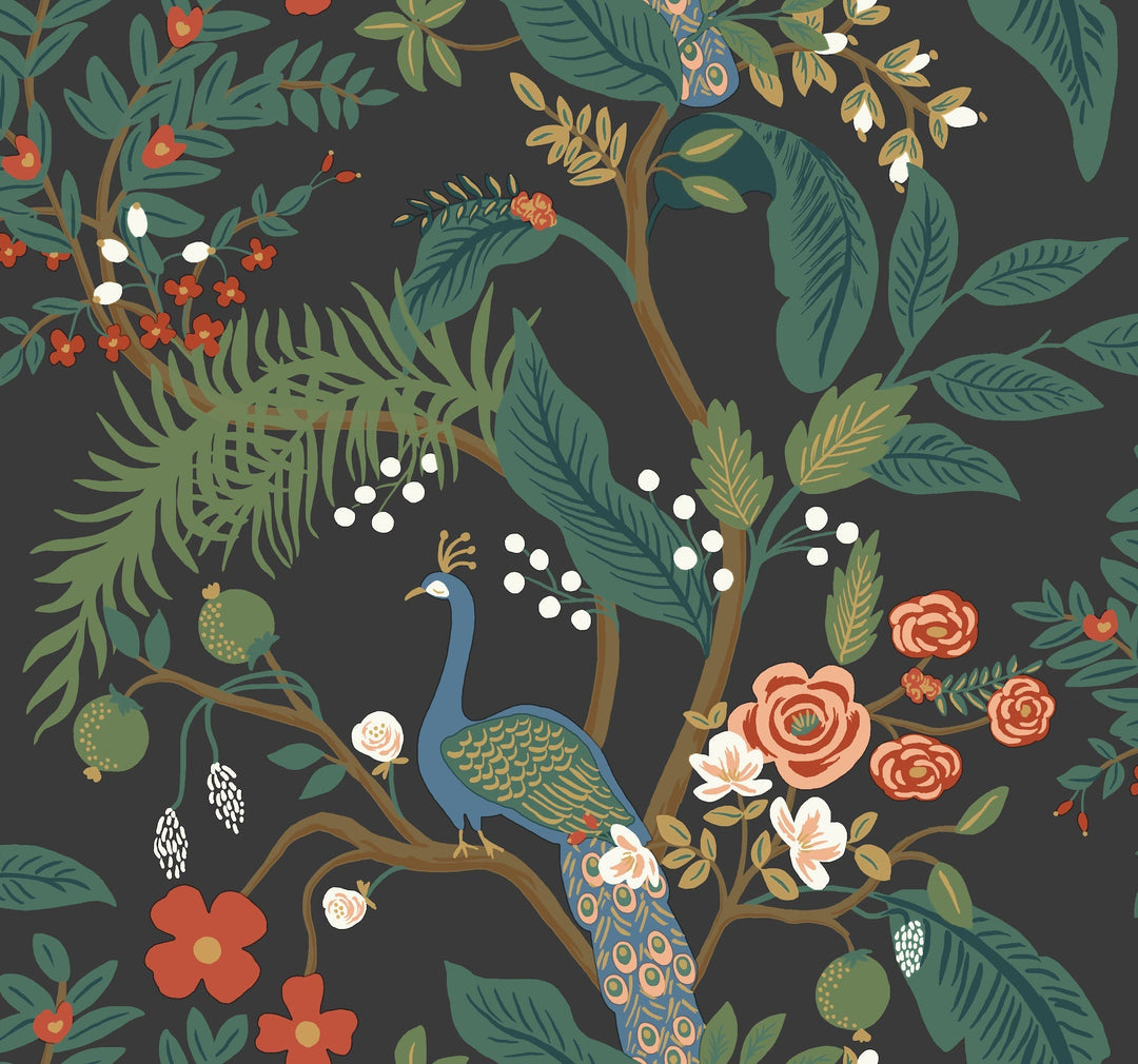 Peacock Charcoal Wallpaper by Rifle Paper Co. Designer