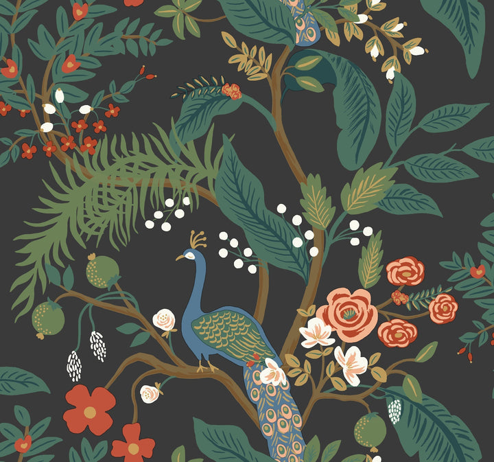 Peacock Charcoal Wallpaper by Rifle Paper Co. Designer
