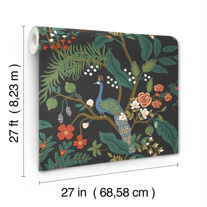 Peacock Charcoal Wallpaper by Rifle Paper Co. Designer