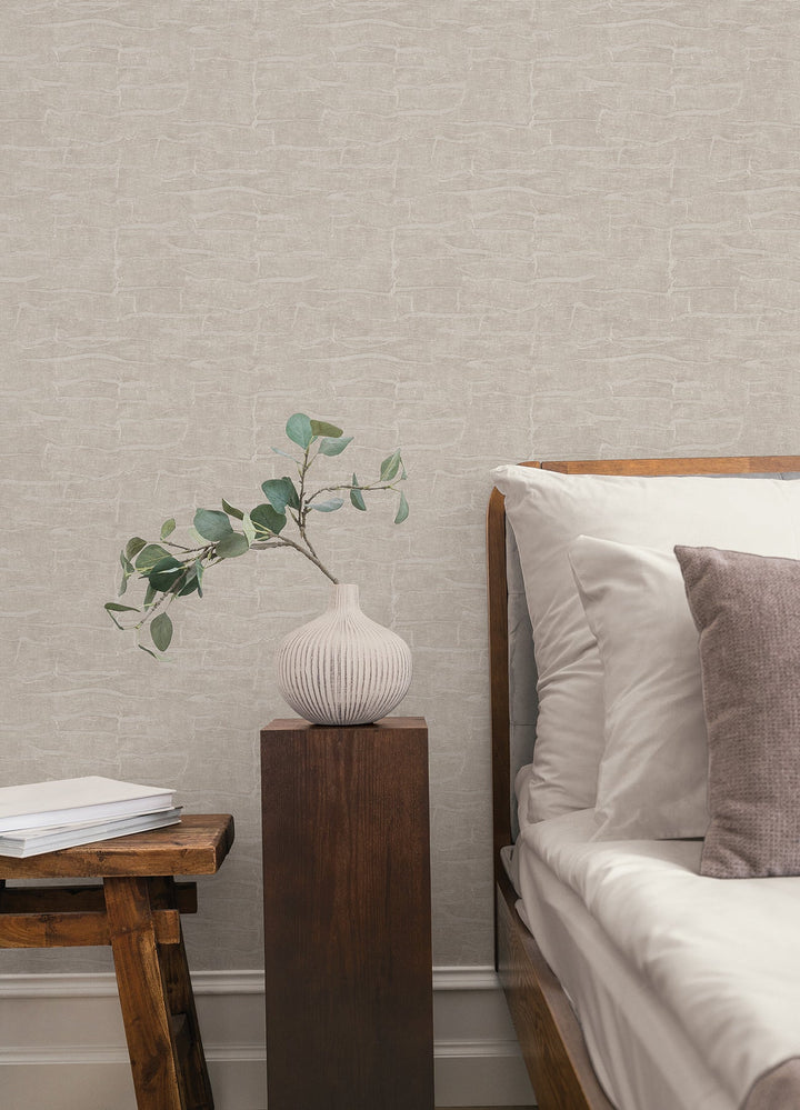 Sculpted Burlap Taupe Textured Wallpaper by York Wallcoverings Designer