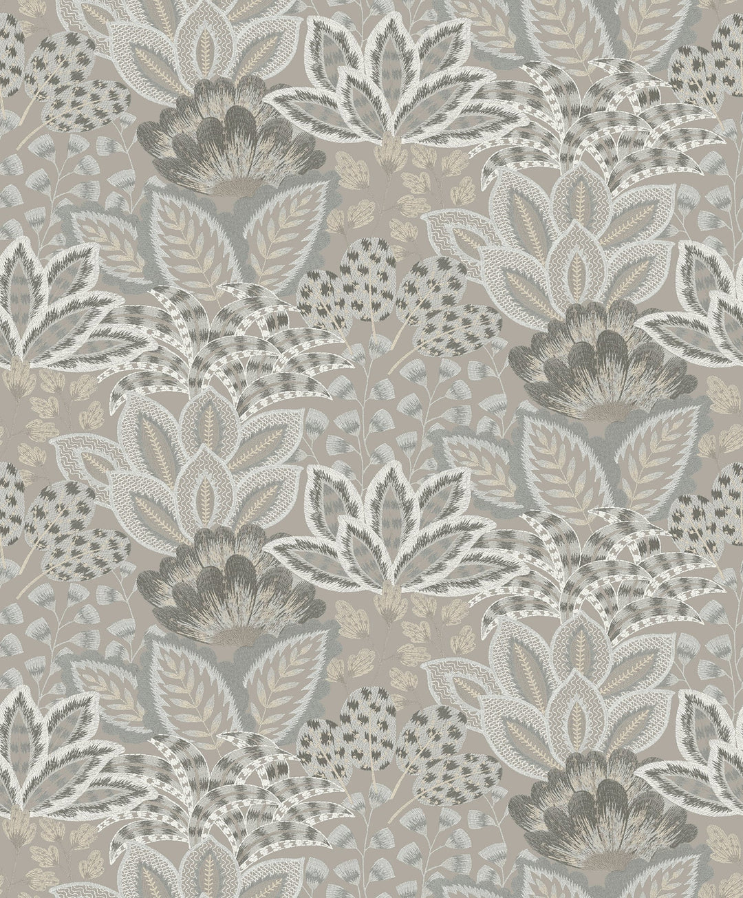 Catherine Taupe Botanical Wallpaper by York Wallcoverings Designer
