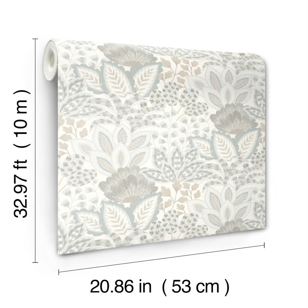 Catherine Ivory Botanical Wallpaper by York Wallcoverings Designer