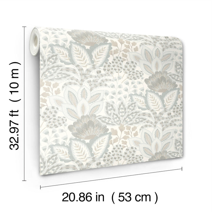 Catherine Ivory Botanical Wallpaper by York Wallcoverings Designer
