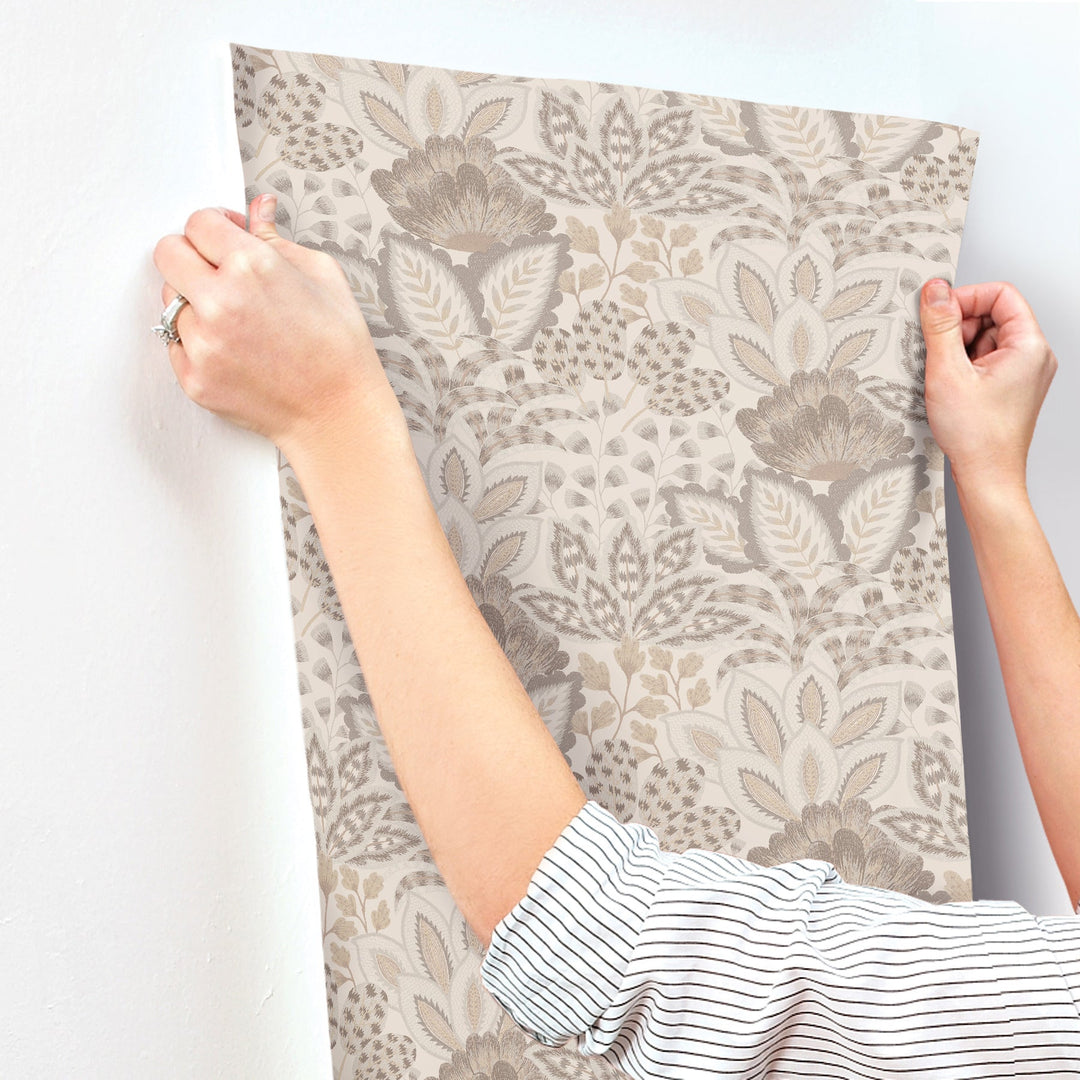 Catherine Neutral Botanical Wallpaper by York Wallcoverings Designer