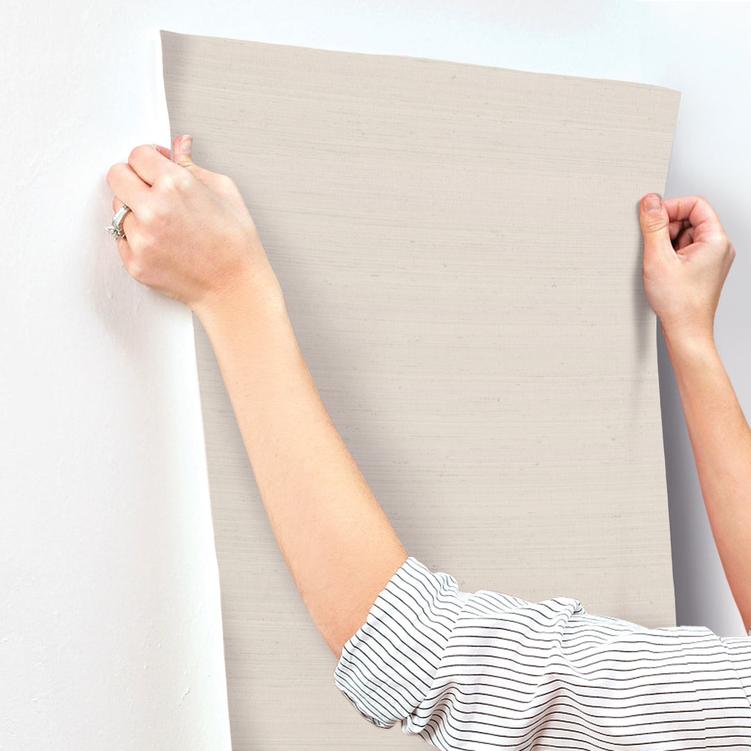 Fine Silk Bone Faux Fabric Wallpaper by York Wallcoverings Designer
