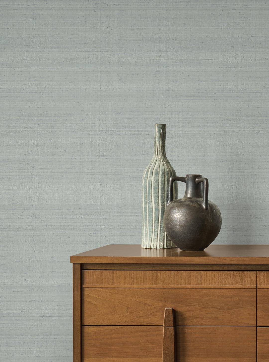 Fine Silk Slate Faux Fabric Wallpaper by York Wallcoverings Designer