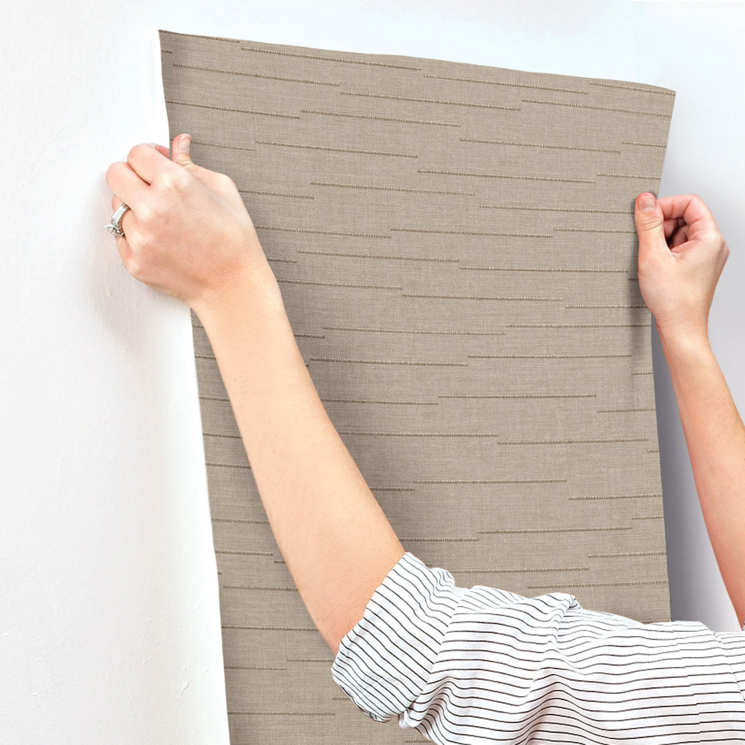 Latitude Taupe Striated Wallpaper by York Wallcoverings Designer