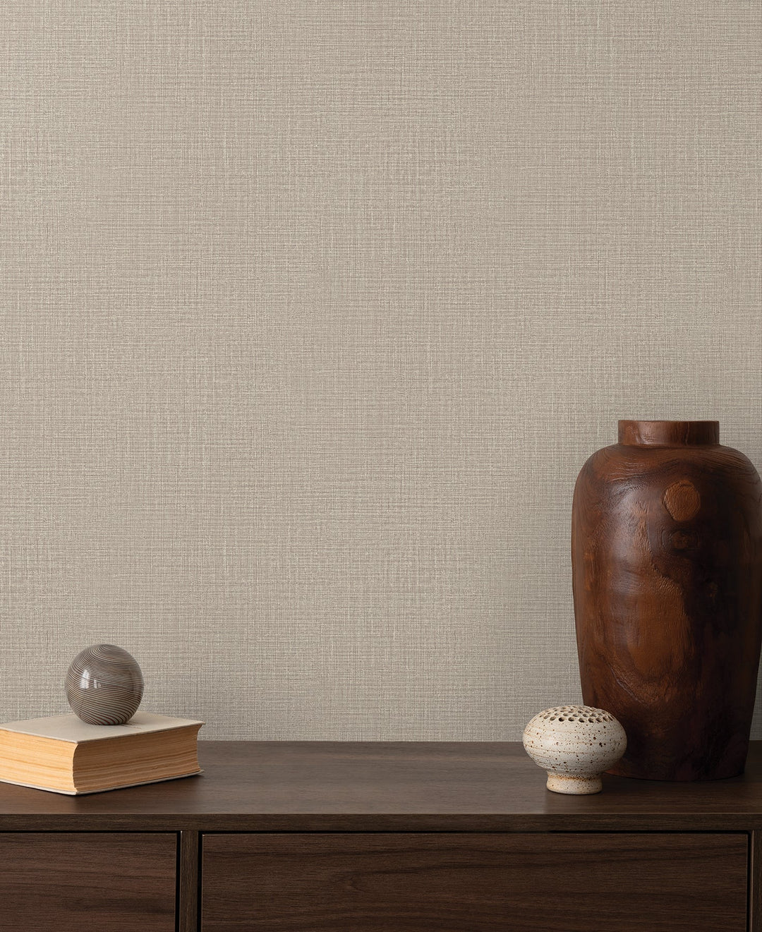 Georgette Taupe Faux Fabric Wallpaper by York Wallcoverings Designer