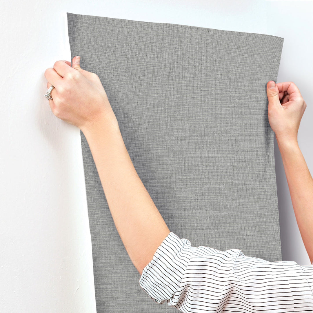Georgette Dark Grey Faux Fabric Wallpaper by York Wallcoverings Designer