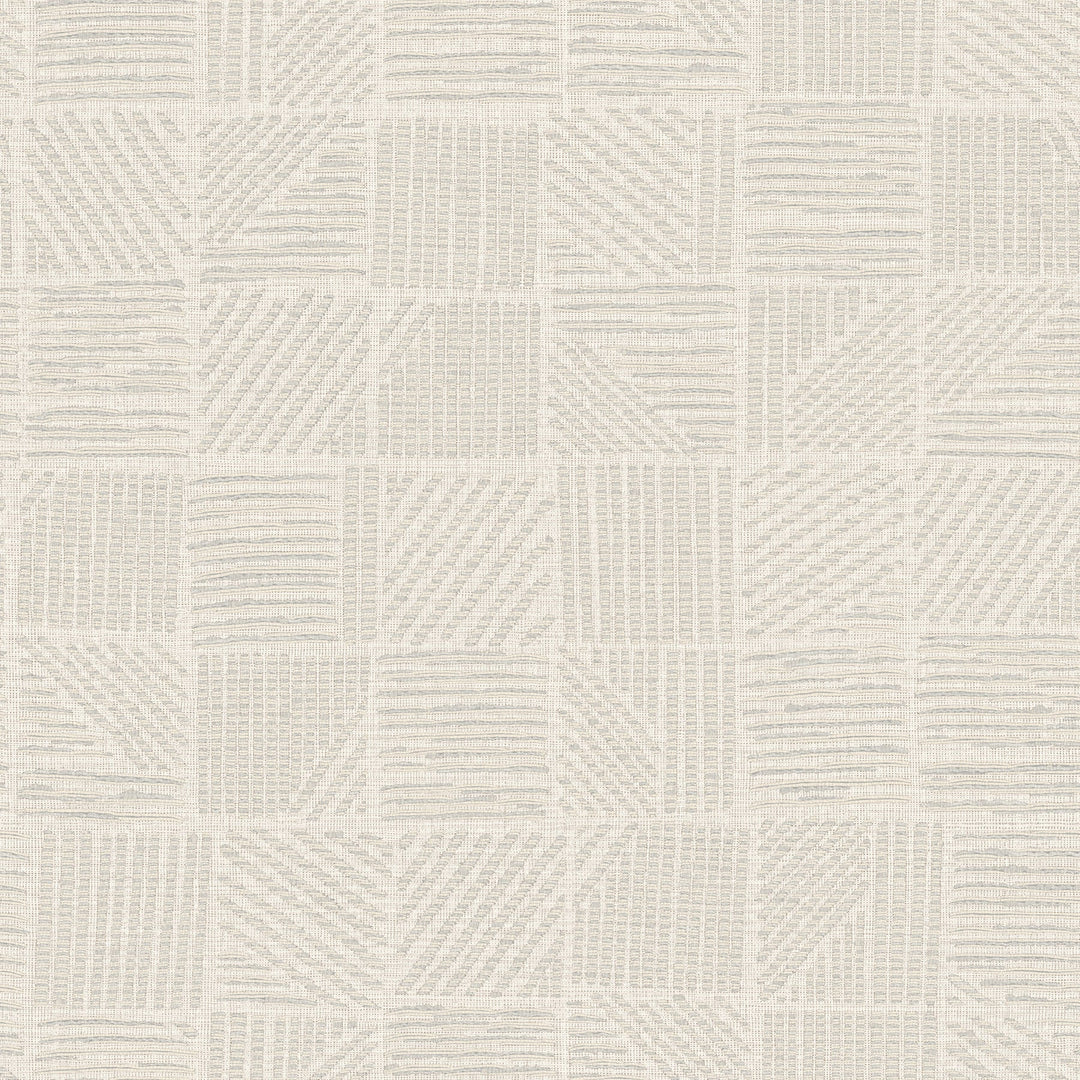 Chiseled Patchwork Beige Faux Fabric Wallpaper by York Wallcoverings Designer