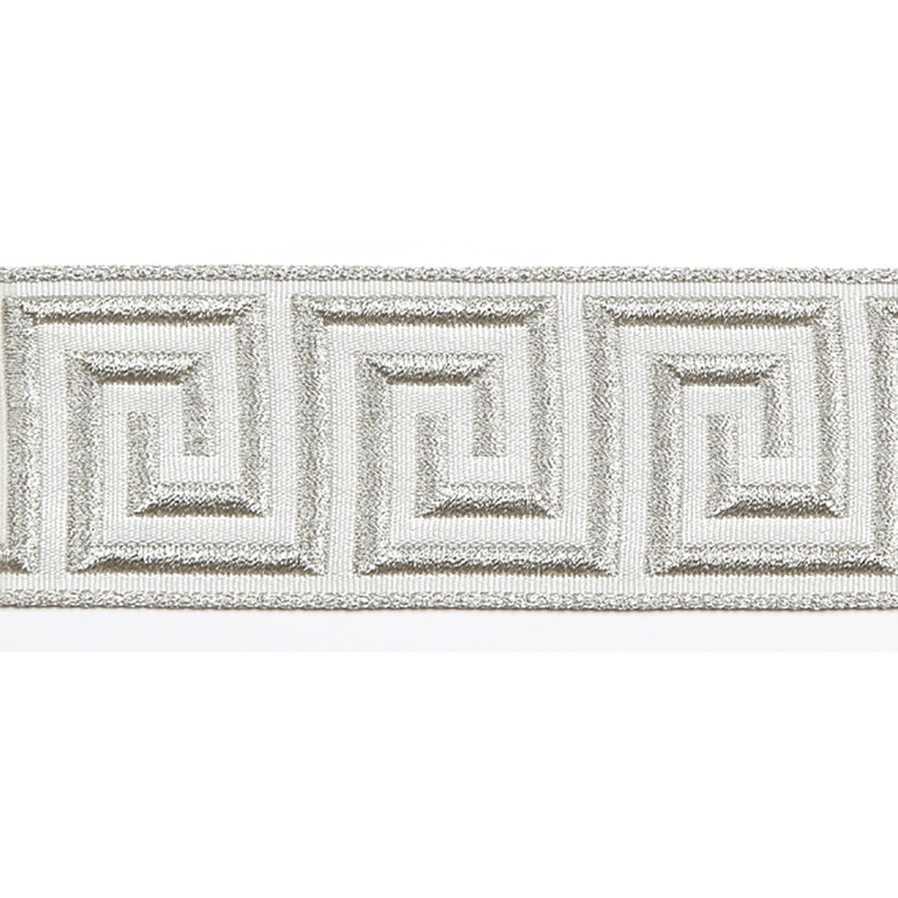 Hellenic Key Jacquard Tape Oyster by Europatex Designer Fabric Hellenic 62% Fibranne, 38% Rayon 2.00 inches - Swanky Fabrics -