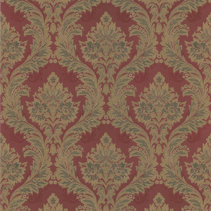 Damask Red Ogee Wallpaper by Lucky Day Super Value Program Covers about 56.4 square feet 20.5-in by 33-ft long roll Prepasted 11.5 - Fabric Carolina -