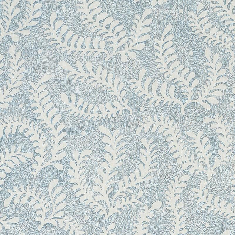 Etched Fern Blue 178531 by Schumacher Designer Fabric Revisit Of Popular Patterns 13.5" - Swanky Fabrics -