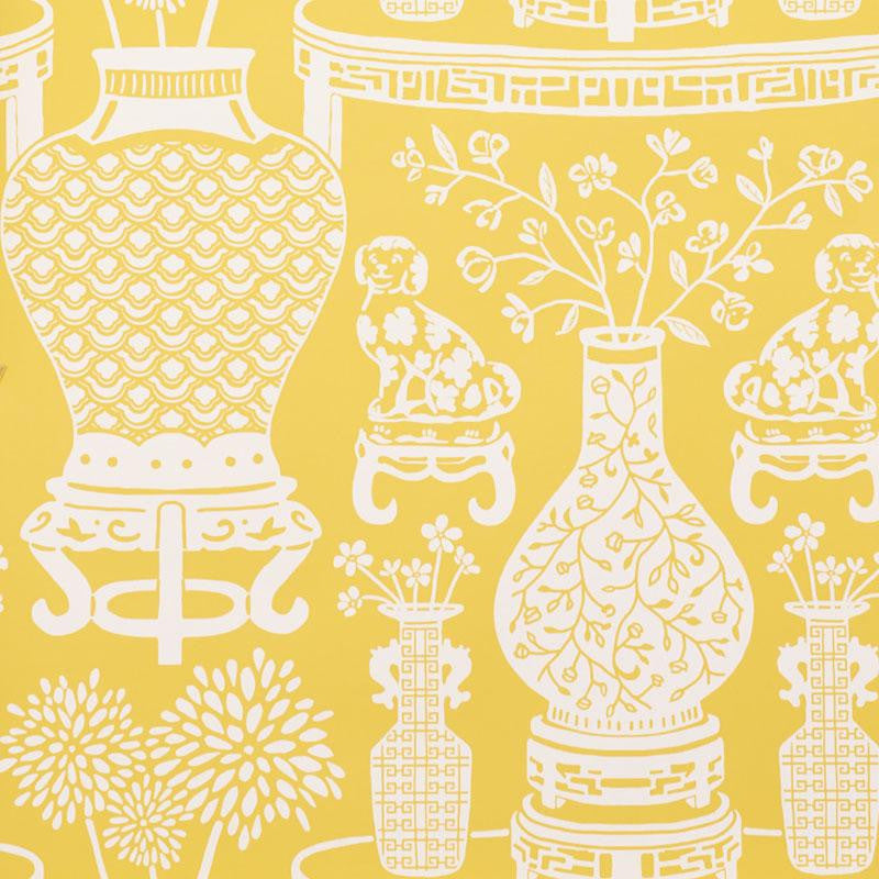Hellene Yellow 5010550 by Schumacher Wallpaper Step Lively 27.5" - Fabric Carolina -