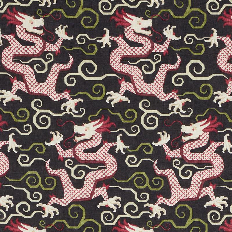 Bixi Dragon Black 179001 by Schumacher Fabric Schumacher X Williams Sonoma 6.75" - Fabric Carolina -