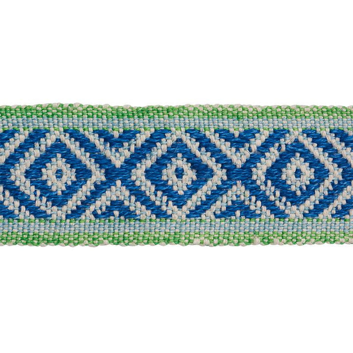 Larson Handwoven Tape Blue & Green 77461 by Schumacher Designer Trim Statement Trims - Swanky Fabrics -