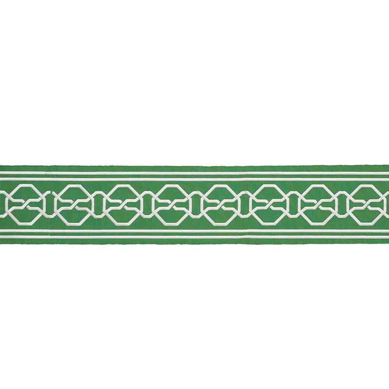 Malmaison Tape Green 77351 by Schumacher Designer Trim Statement Trims 3.75" - Swanky Fabrics -