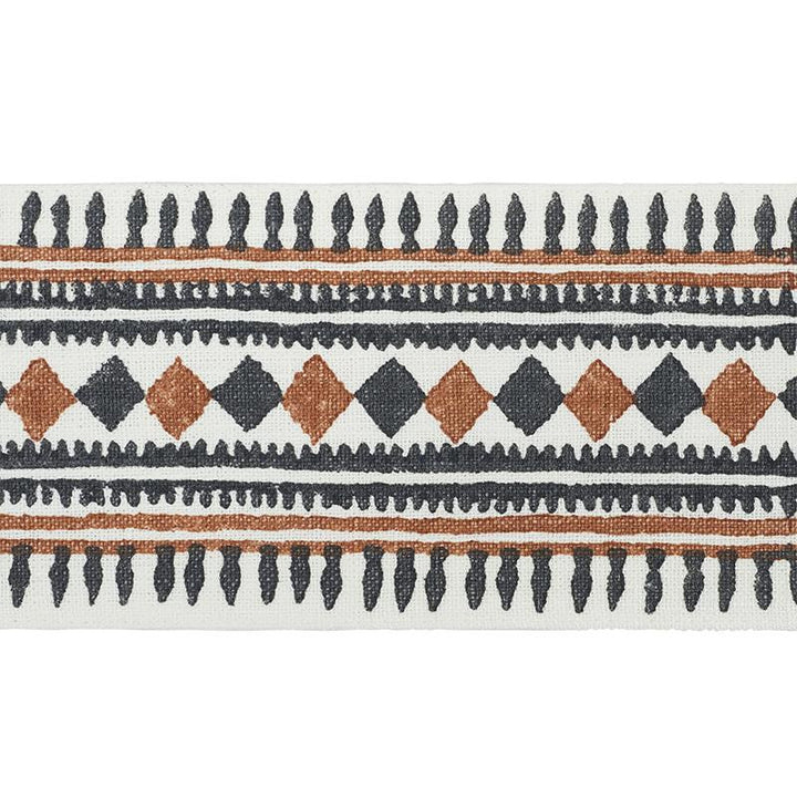 Toula Hand Blocked Linen Tape Black & Brown 77333 by Schumacher Trim Statement Trims - Fabric Carolina -