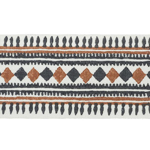 Toula Hand Blocked Linen Tape Black & Brown 77333 by Schumacher Trim