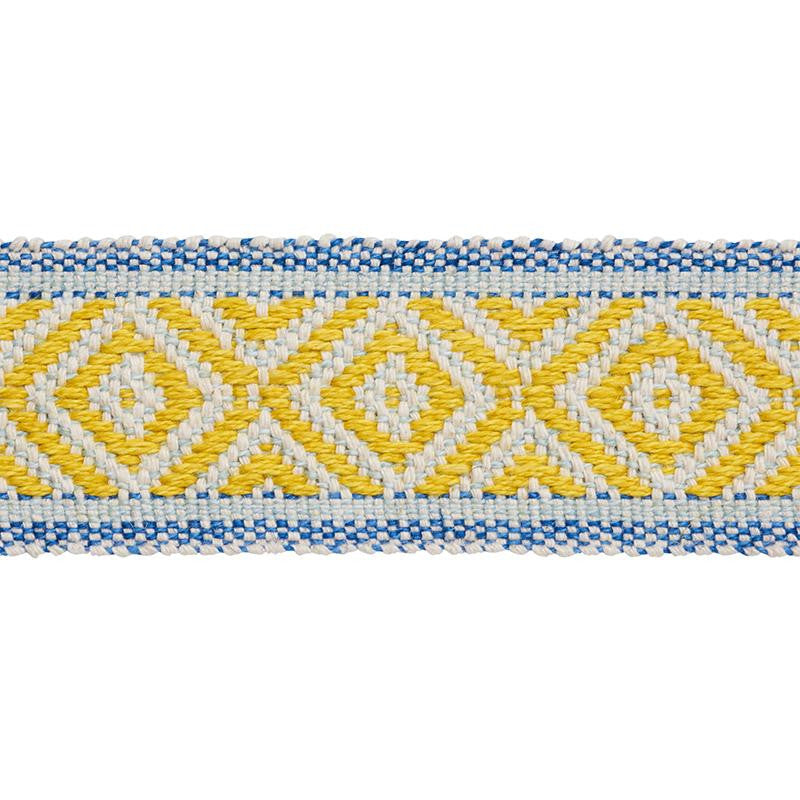 Larson Handwoven Tape Yellow & Blue 77460 by Schumacher Trim Statement Trims - Fabric Carolina -