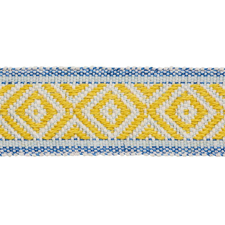 Larson Handwoven Tape Yellow & Blue 77460 by Schumacher Trim Statement Trims - Fabric Carolina -