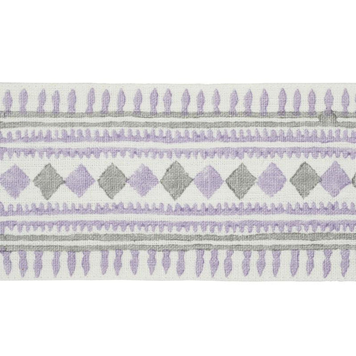 Toula Hand Blocked Linen Tape Lilac & Grey 77332 by Schumacher Trim Statement Trims - Fabric Carolina -