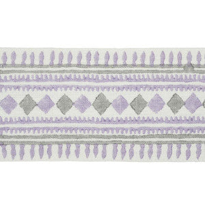 Toula Hand Blocked Linen Tape Lilac & Grey 77332 by Schumacher Trim