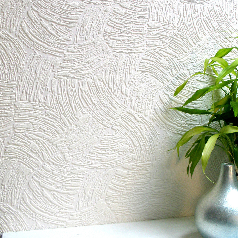 Surf White Paintable Textured Vinyl Wallpaper by Anaglypta Anaglypta X Covers about 56.4 square feet 20.5-in by 33-ft long roll Unpasted 12.6 - Fabric Carolina -