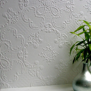 Alfred White Paintable Supaglypta Wallpaper by Brewster
