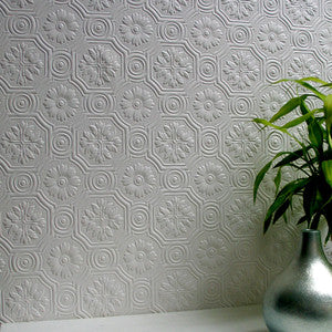 Spencer White Paintable Supaglypta Wallpaper by Brewster