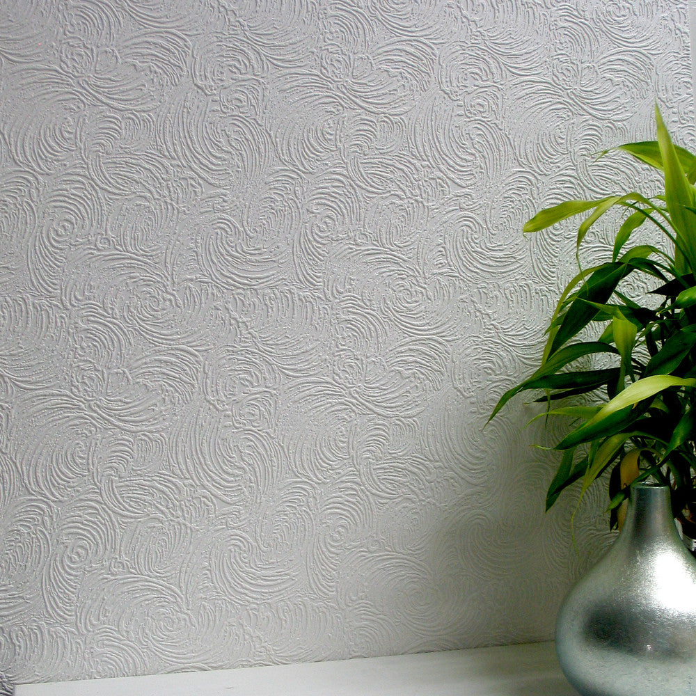 Ranworth White Paintable Textured Vinyl Wallpaper by Brewster Anaglypta X Covers about 57.5 square feet 20.9-in by 33-ft long roll Unpasted 8.4 - Fabric Carolina -