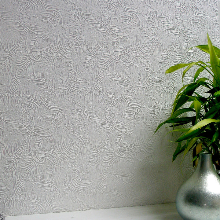 Ranworth White Paintable Textured Vinyl Wallpaper by Brewster Anaglypta X Covers about 57.5 square feet 20.9-in by 33-ft long roll Unpasted 8.4 - Fabric Carolina -
