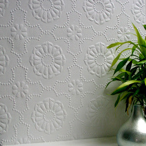 Alexander White Paintable Supaglypta Wallpaper by Brewster